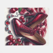 Elegante rode hoge hakken met kersen fleece deken (Voorkant (Horizontaal))