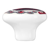 Elegante rode hoge hakken met kersen keramische knop (Zijkant)