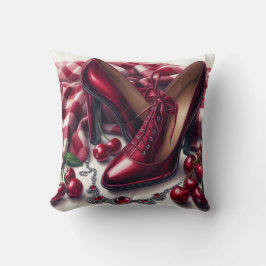 Elegante rode hoge hakken met kersen kussen