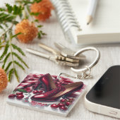 Elegante rode hoge hakken met kersen sleutelhanger (Voorkant Rechts)