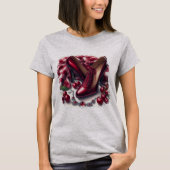 Elegante rode hoge hakken met kersen t-shirt (Voorkant)