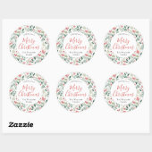 Elegante rode Holly Berry Greenery Kerstmis Ronde Sticker (Vel)