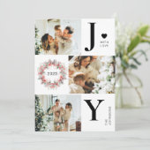 Elegante rode Holly bessen 3 Foto Joy Kerstmis Feestdagenkaart (Staand voorkant)