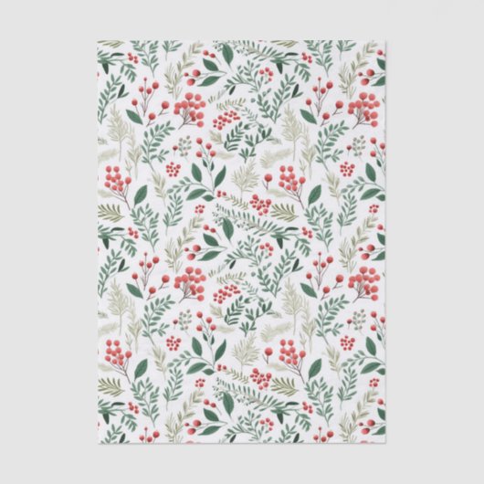 Elegante rode Holly bessen Tissuepapier (Voorkant)