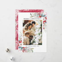 Elegante rode Holly bessen vrolijke kerstfoto