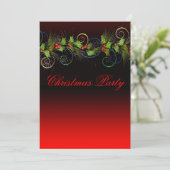 Elegante Rode Hulst Kerstfeest Kaart (Staand voorkant)
