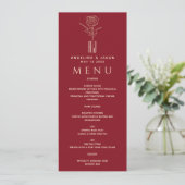 Elegante Rode Huwelijk Menu (Staand voorkant)