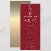 Elegante Rode Huwelijk Menu (Voorkant / Achterkant)