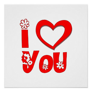 Elegante Rode 'I Love You' Poster Kunstprint