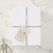 Elegante Rode Initialen Cadeaulabel (Met Touw)
