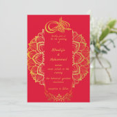 ELEGANTE rode ISLAMITISCHE BRUILOFT Kaart (Staand voorkant)