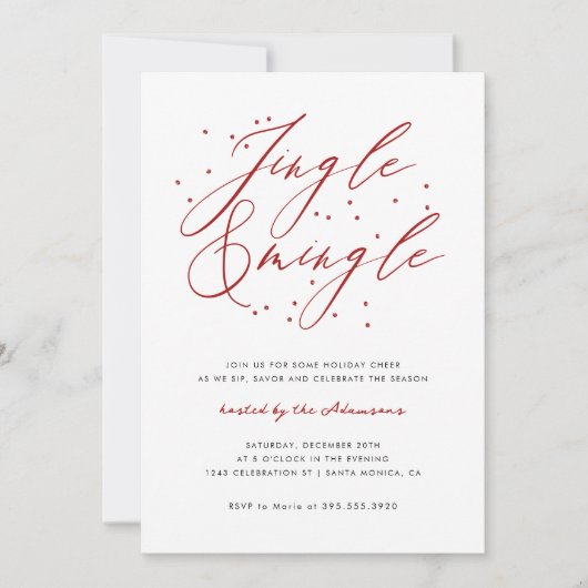 Elegante Rode Jingle & Mingle Kerstfeest Kaart (Voorkant)