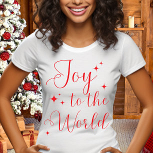Elegante Rode 'Joy to The World Merry Christmas'  T-shirt