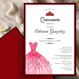Elegante rode jurk 15e verjaardag Quinceanera Kaart