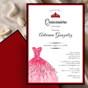 Elegante rode jurk 15e verjaardag Quinceanera Kaart