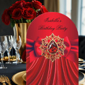 Elegante rode juweel rode boog verjaardagsfeestje kaart