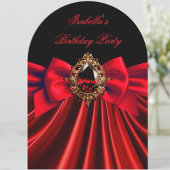 Elegante rode juweel zwarte boog verjaardagsfeestj kaart