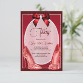 Elegante Rode Juwelen Bow & Stilettos Verjaardag Kaart (Staand voorkant)