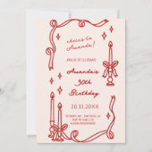 Elegante Rode kaars Hand getrokken Verjaardag uitn Kaart (Voorkant)