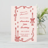 Elegante Rode kaars Hand getrokken Verjaardag uitn Kaart (Staand voorkant)