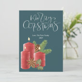 Elegante rode kaarsen Kerstflat Feestdagenkaart (Staand voorkant)