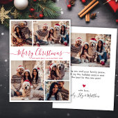 Elegante Rode Kalligrafie 5 Fotocollage Kerstmis Feestdagenkaart