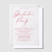 Elegante rode kalligrafie script afstudeerfeest vellum uitnodigingen (Offset)