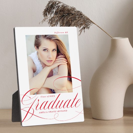 Elegante rode kalligrafie Script Afstuderen Foto Fotoplaat