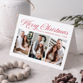 Elegante rode kalligrafie Vrolijk kerstfeest 3 Fot Feestdagen Kaart