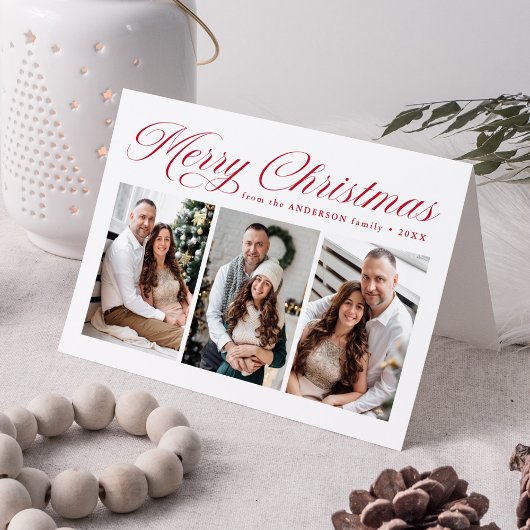 Elegante rode kalligrafie Vrolijk kerstfeest 3 Fot Feestdagen Kaart