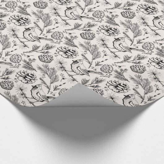 Elegante rode kardinaal vogel, dennen en winterbes cadeaupapier (Hoek)