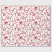 Elegante rode kardinaal vogel, dennen en winterbes cadeaupapier (Vlak)