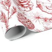 Elegante rode kardinaal vogel, dennen en winterbes cadeaupapier (Rol Hoek)