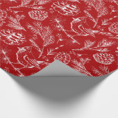 Elegante rode kardinaal vogel, dennen en winterbes cadeaupapier (Hoek)