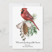 Elegante Rode Kardinaal Winter Kerstmis Feestdagenkaart (Voorkant)
