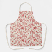 Elegante rode kardinaalvogel, dennenboom en winter schort (Voorkant)