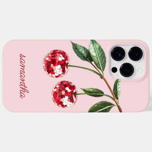 Elegante rode kers gepersonaliseerde scriptnaam ro Case-Mate iPhone case (Achterkant (horizontaal))