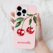 Elegante Rode Kers Persoonlijk Script Naam Roze Case-Mate iPhone Case