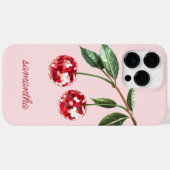 Elegante Rode Kers Persoonlijk Script Naam Roze Case-Mate iPhone Case (Achterkant (horizontaal))