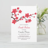 Elegante rode kersenbloesem Sakura Floral Verjaard Kaart (Staand voorkant)