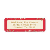 Elegante rode kerst botanische retouradres etiket (Voorkant)