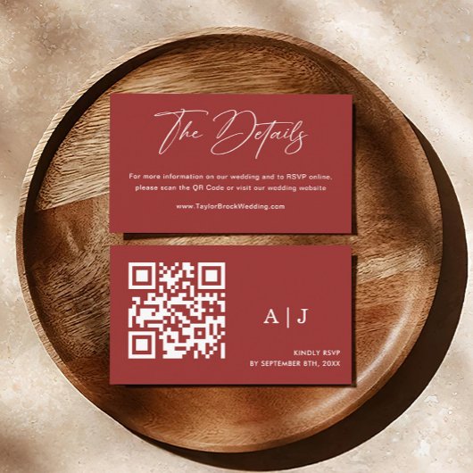 Elegante rode kerst bruiloft website informatiekaartje