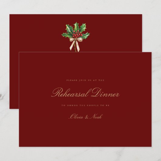 Elegante rode kerst decor repetitie diner Kaart (Voorkant / Achterkant)