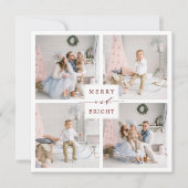 Elegante Rode Kerst- en Nieuwjaarskaart met 4 foto Feestdagenkaart (Voorkant)