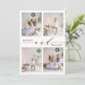 Elegante Rode Kerst Foto Collage  Feestdagenkaart (Staand voorkant)