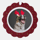 Elegante rode kerst & gelukkig nieuwjaar 2 foto's ornament kaart (Achterkant)