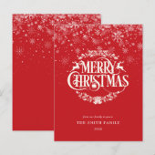 Elegante Rode Kerst met Sneeuwvlokken Feestdagenkaart (Voorkant / Achterkant)