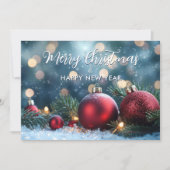 Elegante rode kerst ornamenten bedrijf feestdagenkaart (Voorkant)