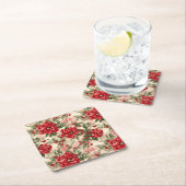 Elegante rode kerst poinsettia kartonnen onderzetters (Insitu)