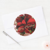 Elegante rode kerst poinsettia ronde sticker (Envelop)